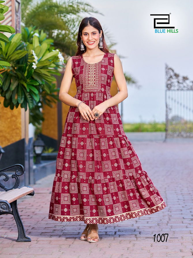 Cocktail By Blue Hills Printed Plus Size Anarkali Kurtis Catalog
